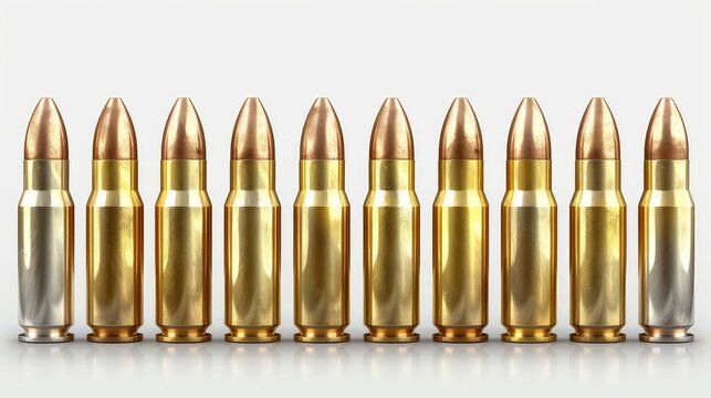Metallic 9mm Gunshots on Transparent Background