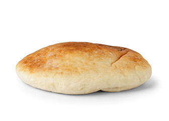 Tasty pita bread on white background