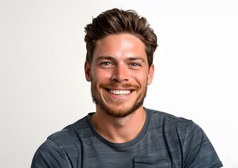 Obraz premium Happy Smiling American Man in Casual T-shirt