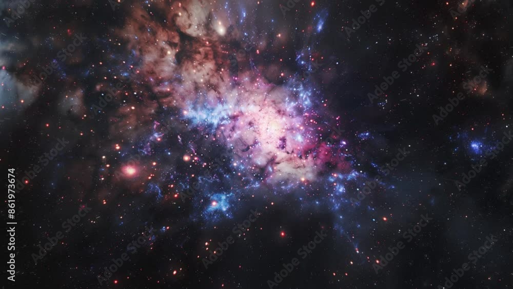 Sticker fantasy space background with nebula in deep space.