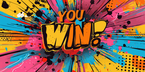 WIN poster has a vibrant and energetic feel, with a splash of color