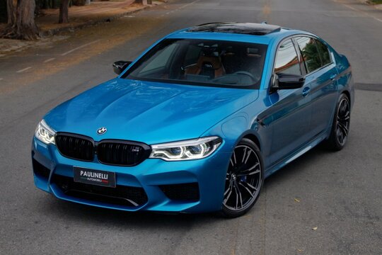 Blue BMW M5 Front view, Luxury sedan - High Resolution Image