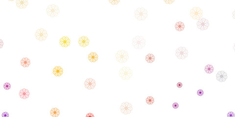 Light pink, yellow vector doodle template with flowers.