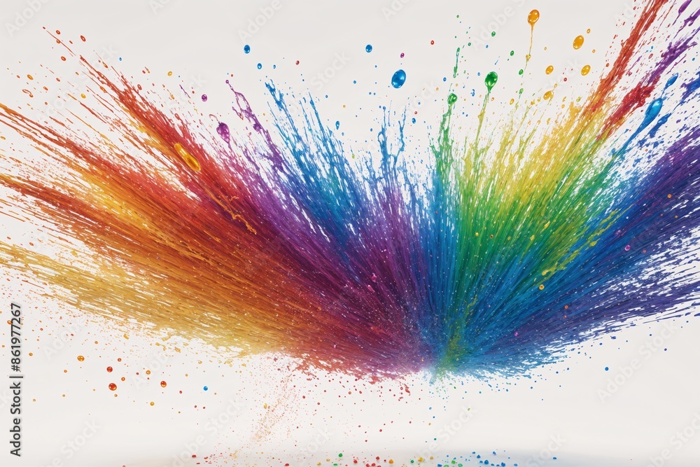 Wall mural Colorful liquid splash in midair on white background