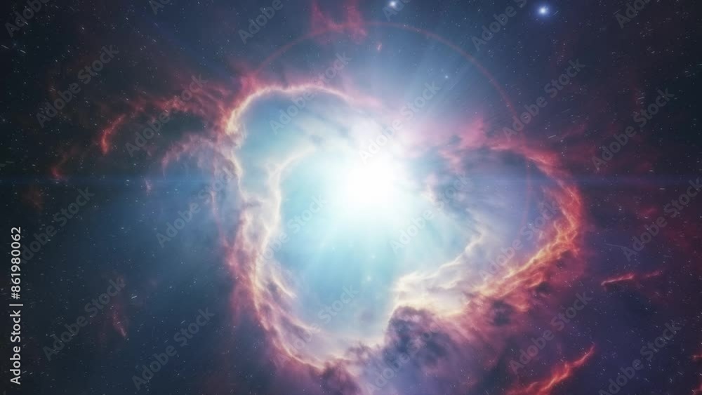 Wall mural space background with a nebula surrounded by stars and space dust.