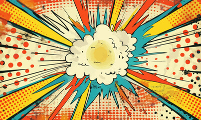 VIntage retro comics boom explosion crash bang cover book design with light and dots. Can be used for decoration or graphics. Graphic Art. Vector. Illustration