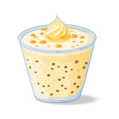 Tapioca Pudding icon on white background. Happy Tapioca Pudding Day, july 15. Calendar of july month on workplace. Cartoon vector illustration. Sweet asian food isolated icon.