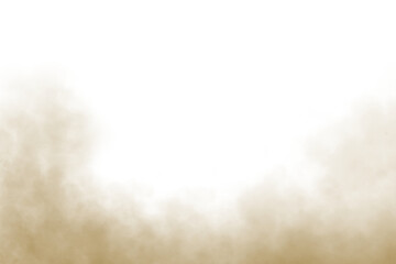 Dust sand cloud on a road from a car in top view. Dust cloud. Brown dusty cloud or dry sand flying with a gust of wind, sandstorm. Sand storm with dirt particles, polluted dirty brown air, smog. png
