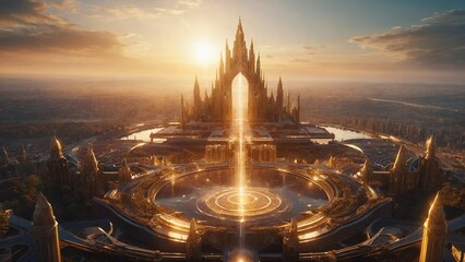 Heaven city of Light, fantasy angelical place