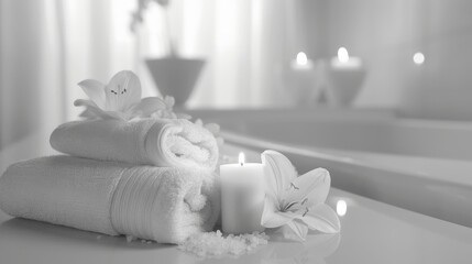 White towels stacked on countertop