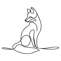 Fox continuous one line drawing vector illustration