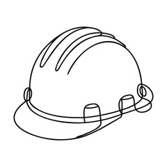 one line drawing of isolated hard hat.