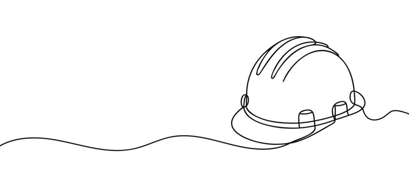 one line drawing of isolated hard hat.