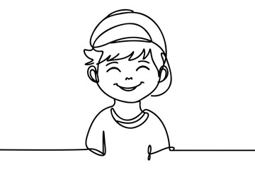 Continuous one line drawing. Happy kid. Vector illustration