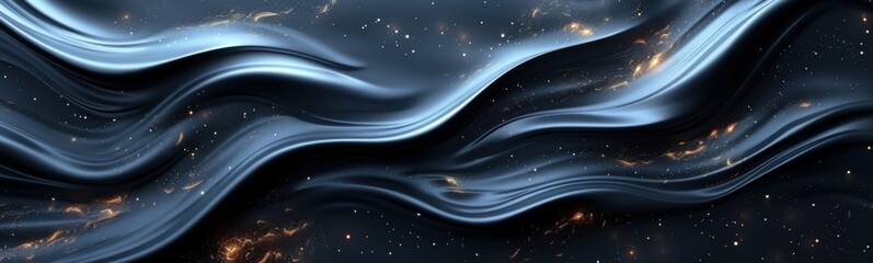 Obraz premium Abstract black and gold background with swirling fabric