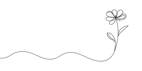 The flower Continuous one line drawing. Vector illustration.