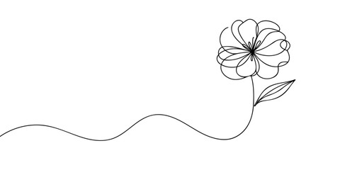 The flower Continuous one line drawing. Vector illustration.