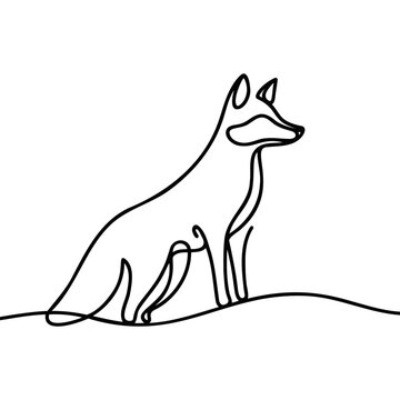 recommend clip art: Fox continuous one line drawing vector illustration