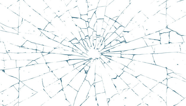 Broken transparent glass vector template for a design background. Texture