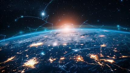 Digital World Globe: High-Speed Cyber Technology and Global Network Connectivity