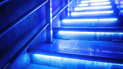 Blue stair lighting