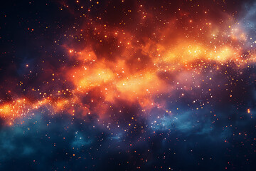 nebulae with blue and red gradients collide with each other accompanied by star grains