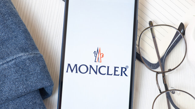 New York, USA - 21 June 2024: Moncler Logo on Phone Screen, Company Icon