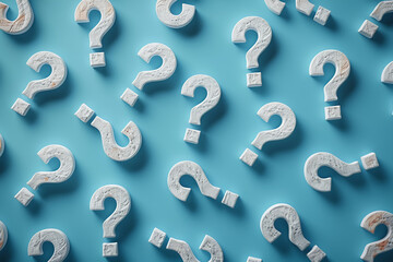 seamless pattern of question marks on light blue background