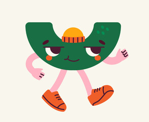 Abstract strange character. Green magnet. Adorable monster or devil. Imagination and fantasy. Graphic element for website. Cartoon flat vector illustration isolated on beige background