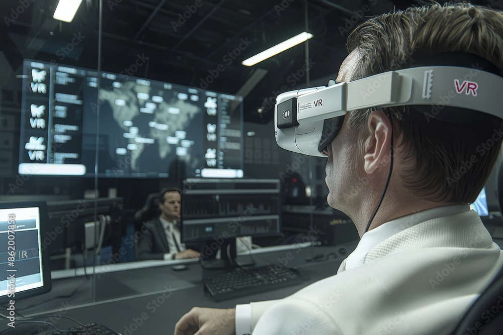Poster corporate vr training session, showcasing the integration of advanced virtual reality technology in 