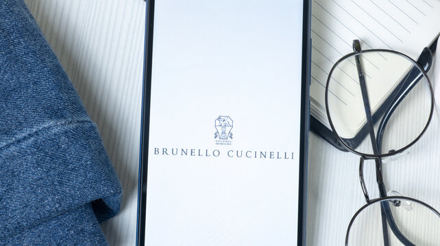 New York, USA - 21 June 2024: Brunello Cucinelli Logo on Phone Screen, Company Icon
