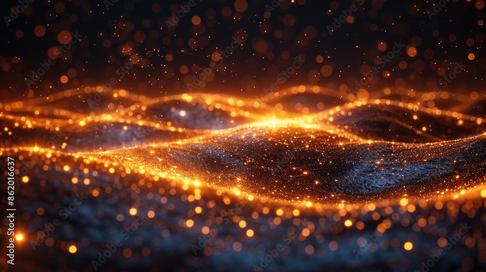 Aufkleber an abstract image capturing the movement and energy of a wave of light.