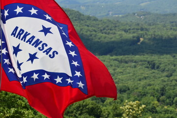 Arkansas flag. Arkansas flag waving in the wind.
