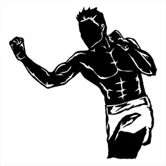illustration vector kick boxing muay thai poster style	
