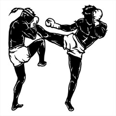 Fototapeta premium illustration vector kick boxing muay thai poster style 