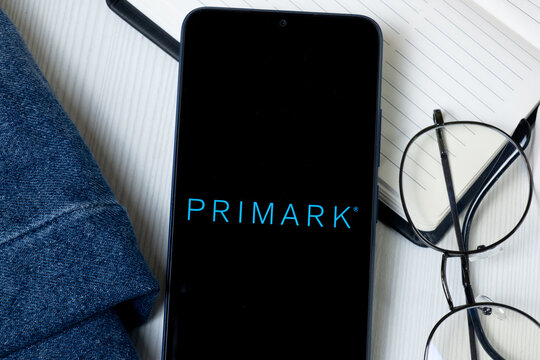 New York, USA - 21 June 2024: Primark Logo on Phone Screen, Company Icon