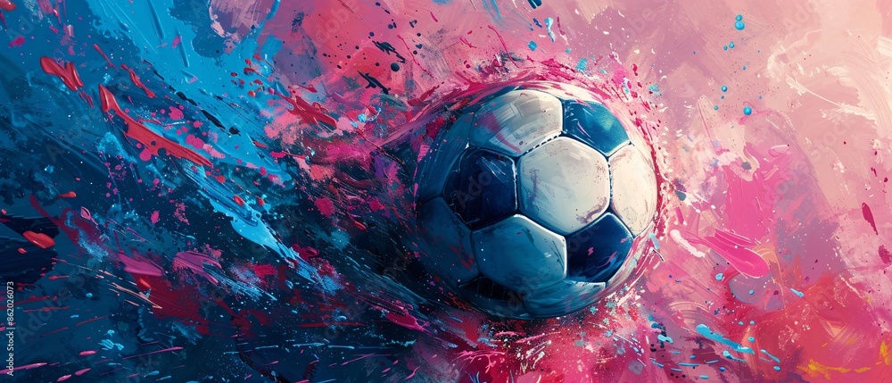 Canvas Prints abstract soccer ball painting.