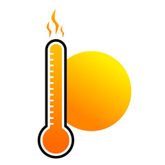 Extreme heat hot temperature gauge with sun background
