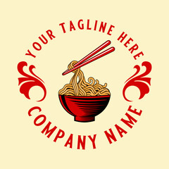 noodle logo. a bowl of noodles, for businesses related to noodles, ramen, fast food restaurants, Korean food, Japanese food, or other businesses.