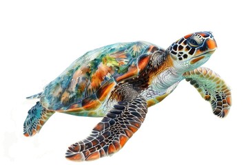 Fototapeta premium Sea turtle swimming in ocean