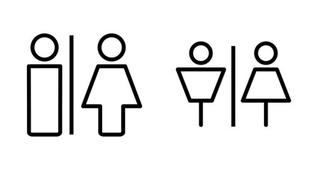 Toilet icon vector isolated on white background. Toilet sign. Man and woman restroom sign vector. Male and female icon
