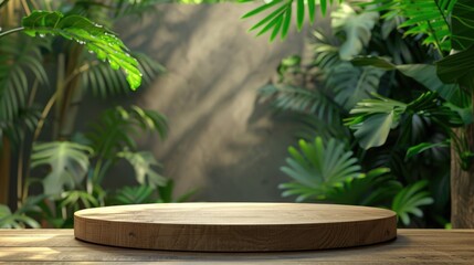 Wooden table with greenery