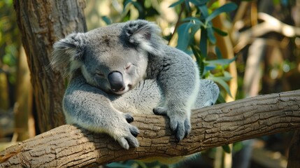 Obraz premium Sleeping Koala on a Branch