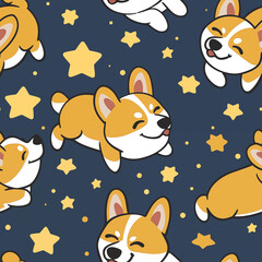 Puppy Dog Night Pattern Background Wallpaper