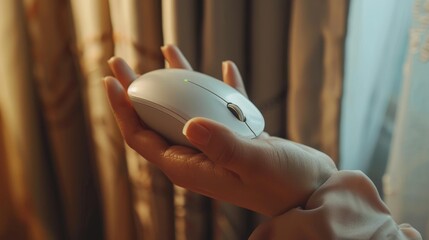 Woman s hand holding wireless mouse