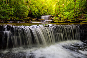 Scenic waterfall, spring foliage, appalachian mountains, virginia