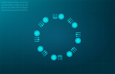 Vector illustration, blue background.