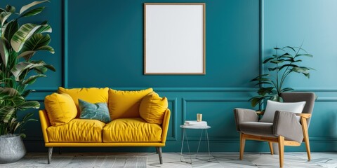 Cozy Living Room with Yellow Couch
