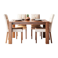 table and chairs on transparent background, clipping path, png 