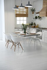 Beautiful kitchen interior with new stylish furniture